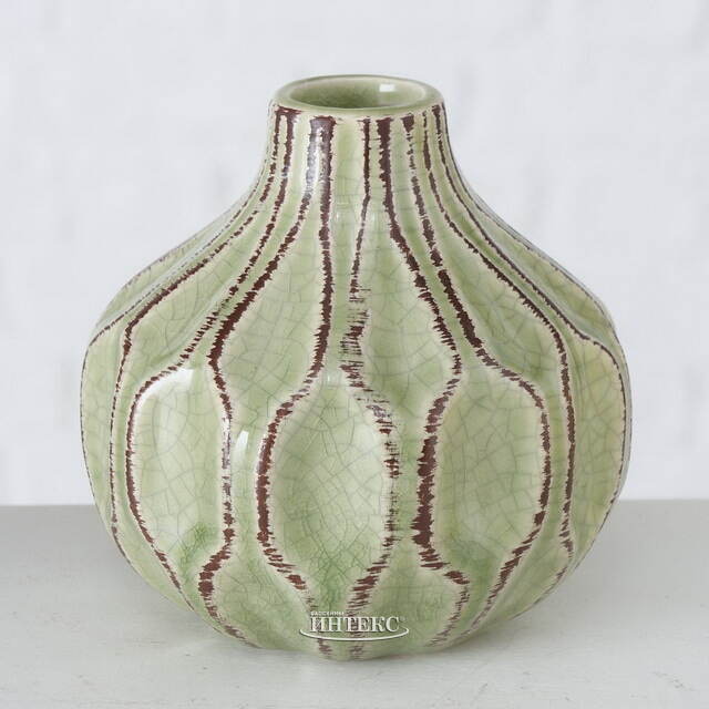 Керамическая ваза Линарес 12 см светло-зеленая Boltze (Больтце)