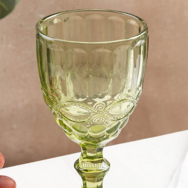 Бокал для вина Монруж 17 см зеленый, стекло Boltze