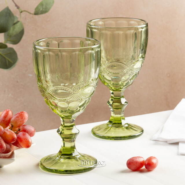 Бокал для вина Монруж 17 см зеленый, стекло Boltze