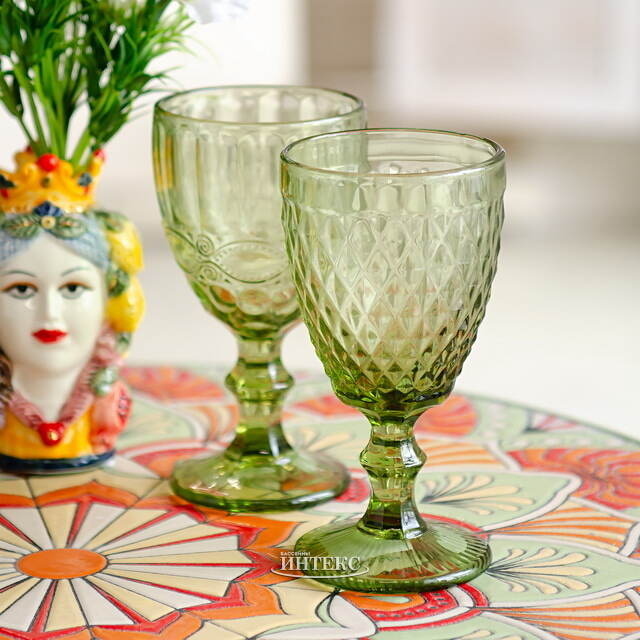 Бокал для вина Шатель 17 см зеленый, стекло Boltze