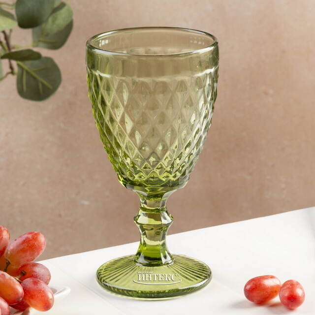 Бокал для вина Шатель 17 см зеленый, стекло Boltze