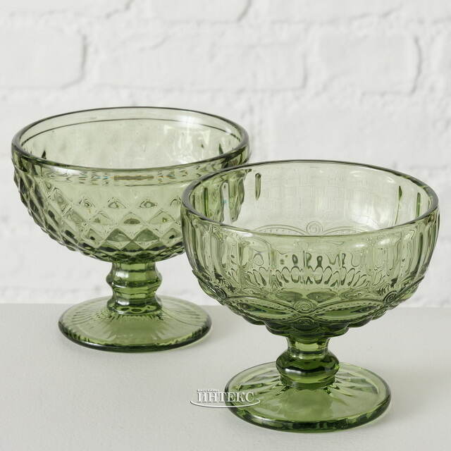 Креманка для десерта Монруж 12 см зеленая, стекло Boltze