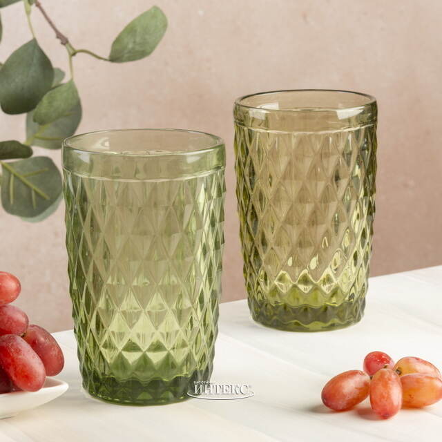 Стакан для воды Шатель 300 мл зеленый, стекло Boltze