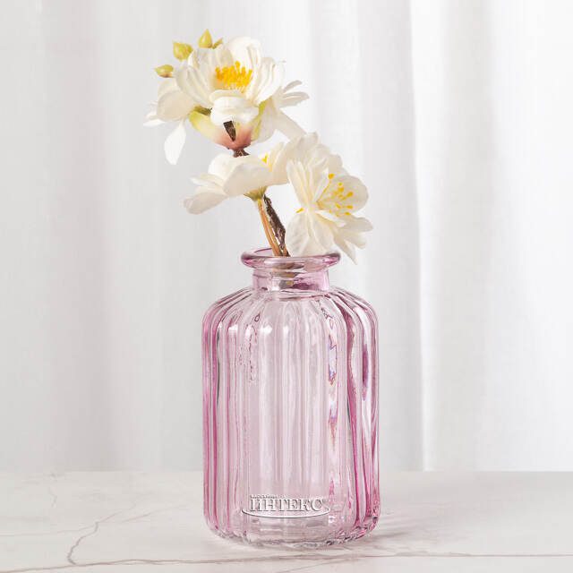 Стеклянная ваза-бутылка Уэльма 10 см нежно-розовая Boltze