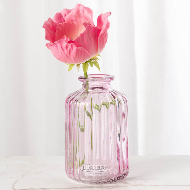 Стеклянная ваза-бутылка Уэльма 10 см нежно-розовая Boltze