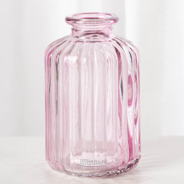 Стеклянная ваза-бутылка Уэльма 10 см нежно-розовая Boltze