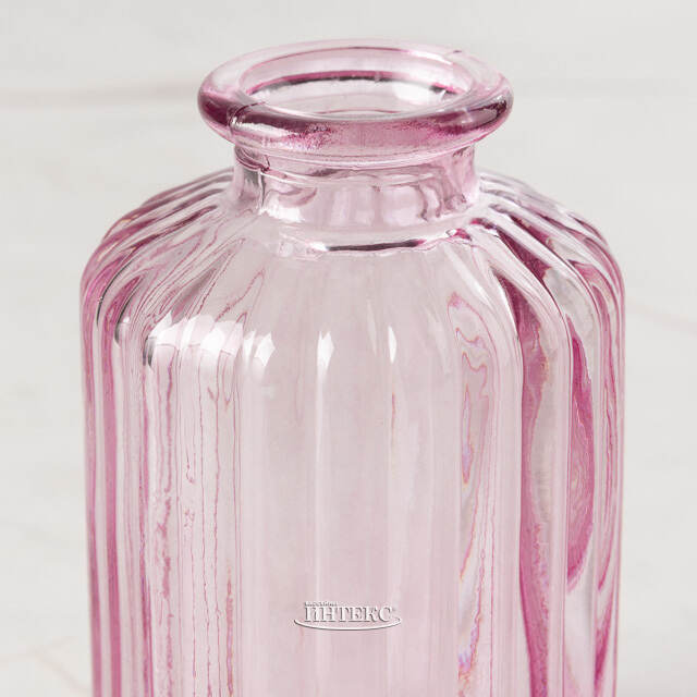 Стеклянная ваза-бутылка Уэльма 10 см нежно-розовая Boltze