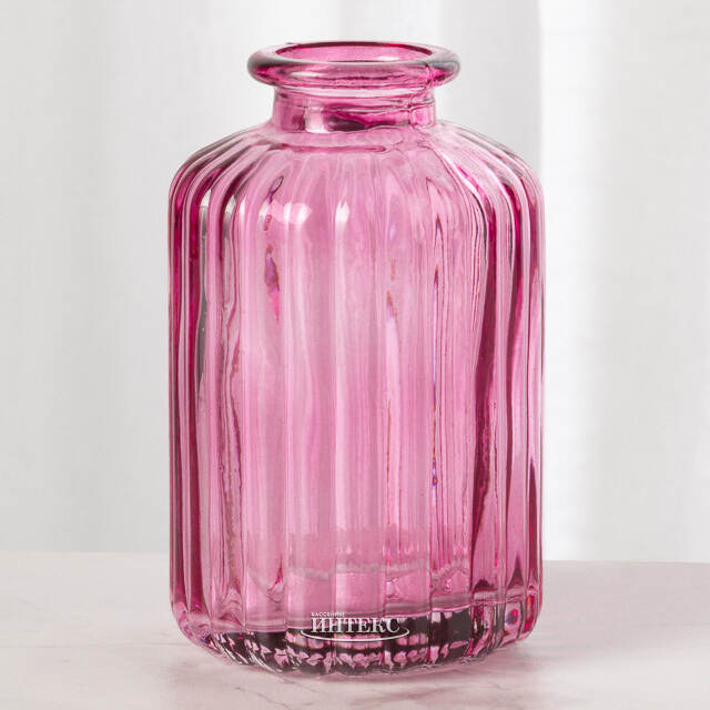 Стеклянная ваза-бутылка Уэльма 10 см светло-розовая Boltze (Больтце)