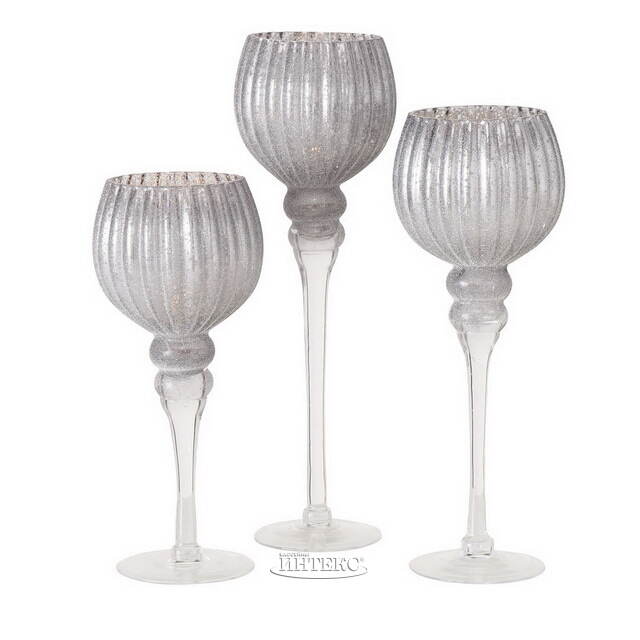 Набор стеклянных подсвечников - бокалов Альфонсо 30-40 см, 3 шт Boltze (Больтце)