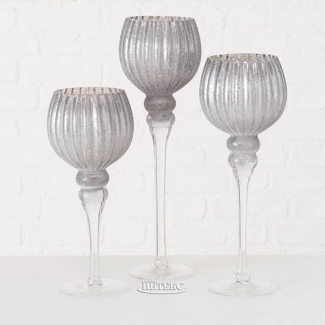 Набор стеклянных подсвечников - бокалов Альфонсо 30-40 см, 3 шт Boltze (Больтце)