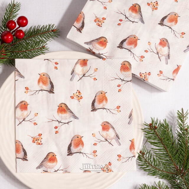 Бумажные салфетки Стая Снегирей 17*17 см, 20 шт Boltze (Больтце)
