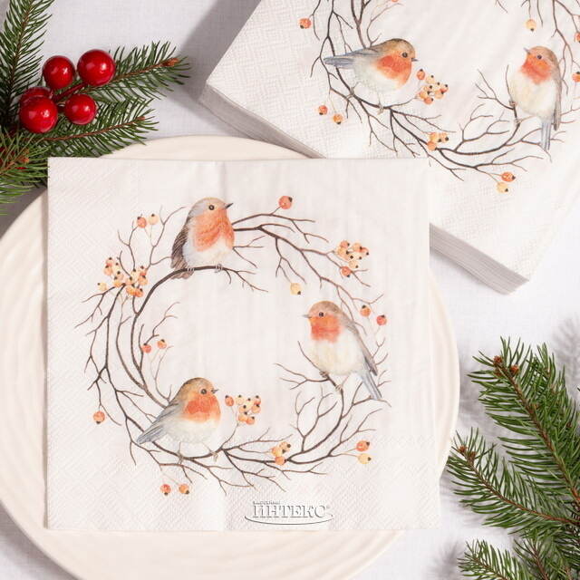 Бумажные салфетки Трио Снегирей 17*17 см, 20 шт Boltze (Больтце)