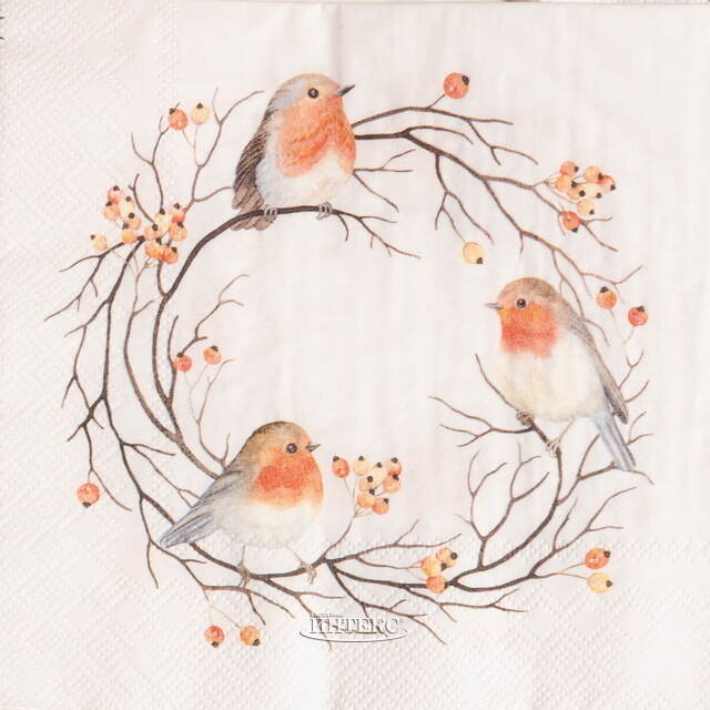 Бумажные салфетки Трио Снегирей 17*17 см, 20 шт Boltze (Больтце)