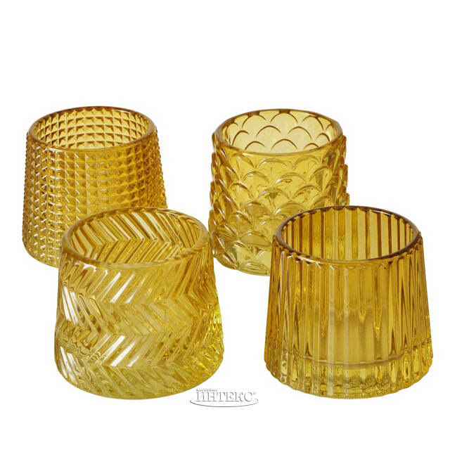 Набор стеклянных подсвечников Apperto 8 см желтый, 4 шт Boltze (Больтце)
