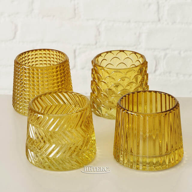 Набор стеклянных подсвечников Apperto 8 см желтый, 4 шт Boltze (Больтце)