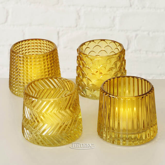 Набор стеклянных подсвечников Apperto 8 см желтый, 4 шт Boltze (Больтце)