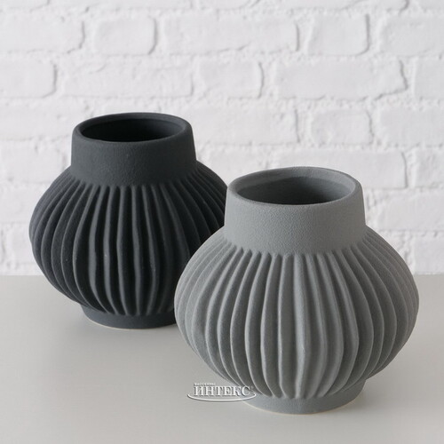 Керамическая ваза Лануарно 18 см серая Boltze