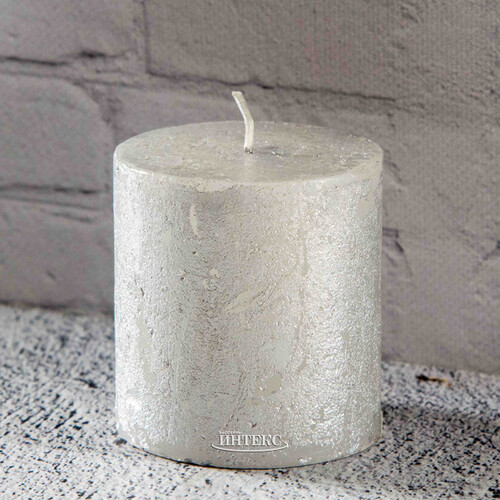 Декоративная свеча Металлик Миди 70*68 мм серебряная Kaemingk