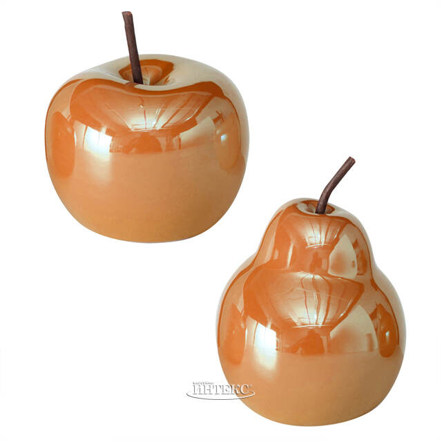Фарфоровые статуэтки Merly - Яблоко и Груша 14 см, 2 шт, медовые Boltze
