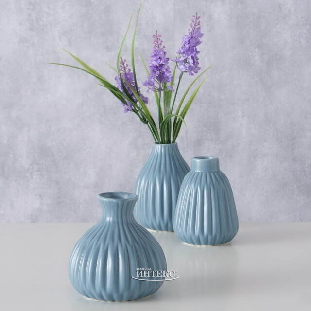 Фарфоровая ваза Маура 12 см голубая Boltze (Больтце)