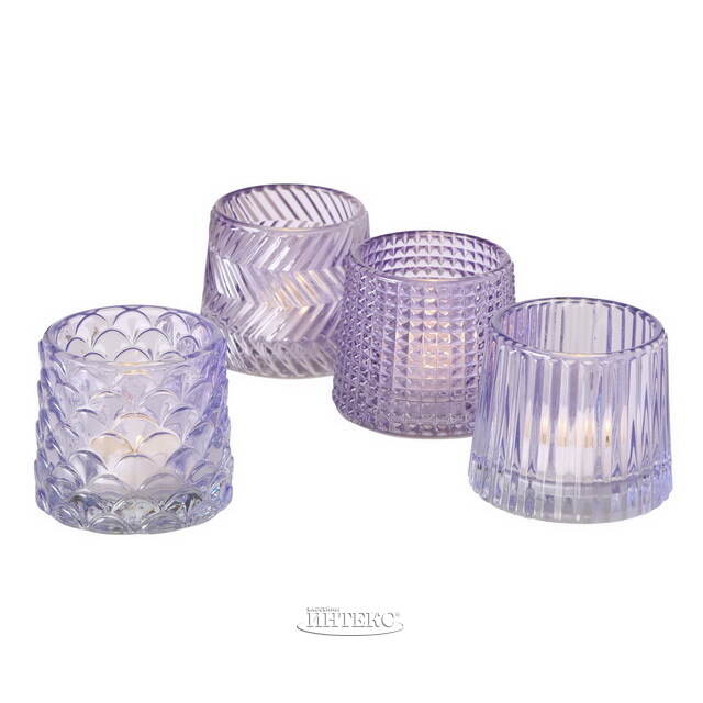 Набор стеклянных подсвечников Apperto 8 см сиреневый, 4 шт Boltze (Больтце)