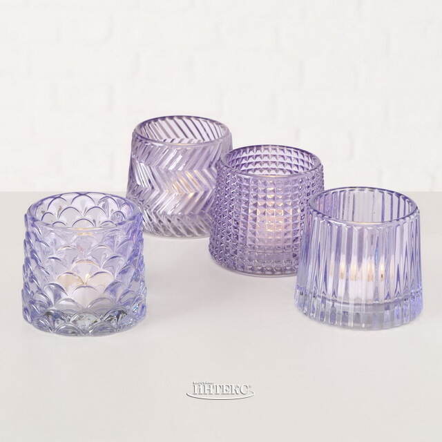 Набор стеклянных подсвечников Apperto 8 см сиреневый, 4 шт Boltze (Больтце)