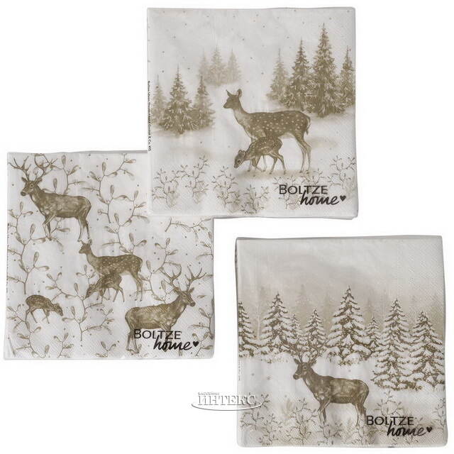 Бумажные салфетки Олень в Лесу 17*17 см, 20 шт Boltze