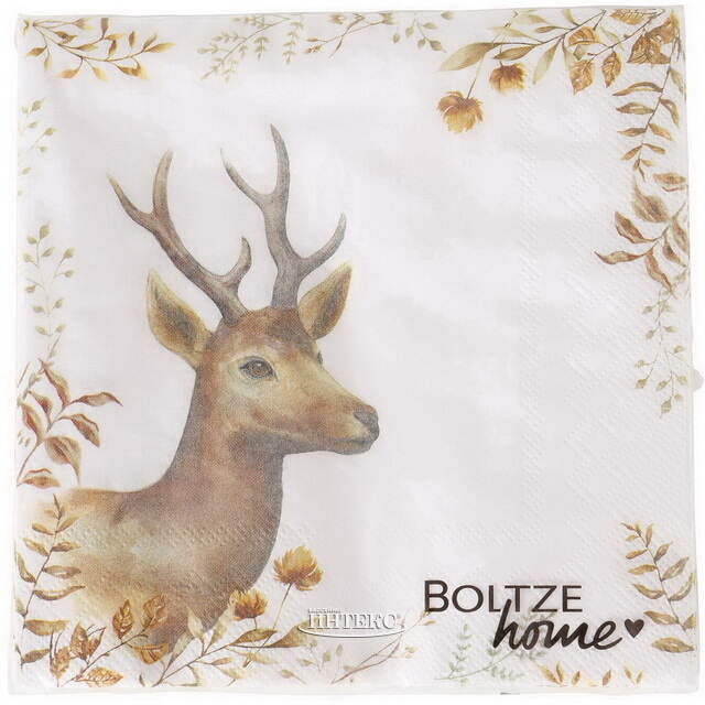 Бумажные салфетки Олень Руперт 17*17 см белые, 20 шт Boltze