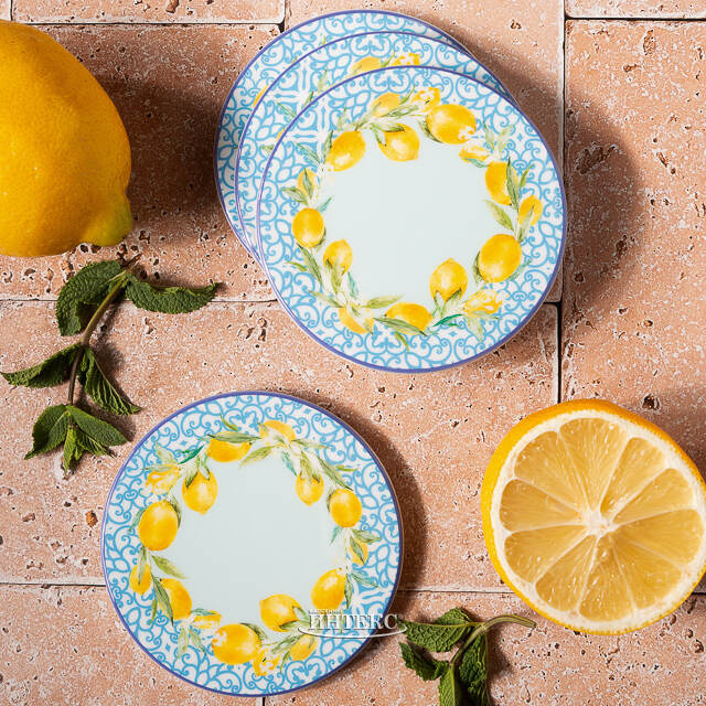 Набор подставок под кружки Capri Lemony 10 см голубой, 4 шт Boltze (Больтце)