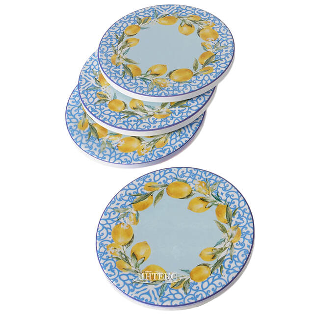 Набор подставок под кружки Capri Lemony 10 см голубой, 4 шт Boltze (Больтце)