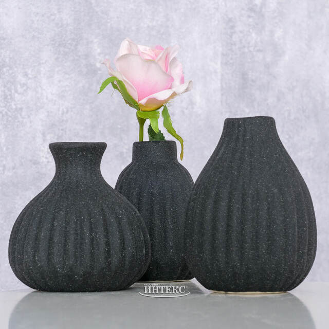 Набор керамических ваз Лидс 12 см черный, 3 шт Boltze (Больтце)