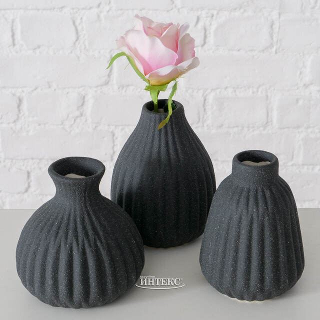 Набор керамических ваз Лидс 12 см черный, 3 шт Boltze (Больтце)