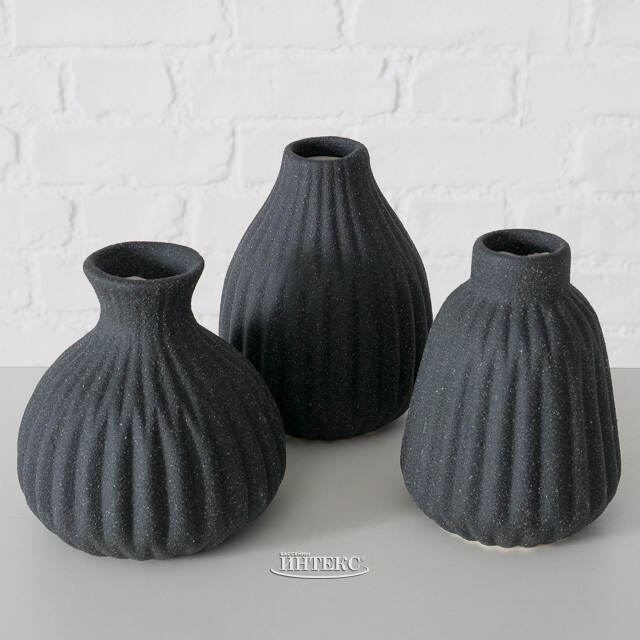 Набор керамических ваз Лидс 12 см черный, 3 шт Boltze (Больтце)