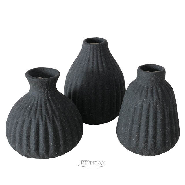 Набор керамических ваз Лидс 12 см черный, 3 шт Boltze (Больтце)