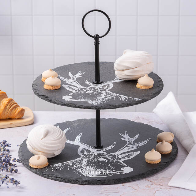 Этажерка двухуровневая для сервировки Moritz 24 см, сланец Boltze