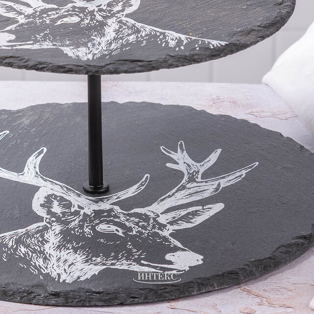 Этажерка двухуровневая для сервировки Moritz 24 см, сланец Boltze