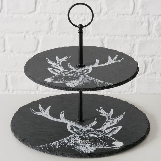 Этажерка двухуровневая для сервировки Moritz 24 см, сланец Boltze