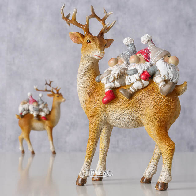 Декоративная фигурка Олень Торнейд с гномами 16 см Boltze (Больтце)