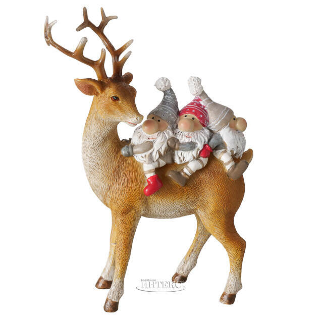 Декоративная фигурка Олень Стабби с гномами 16 см Boltze (Больтце)