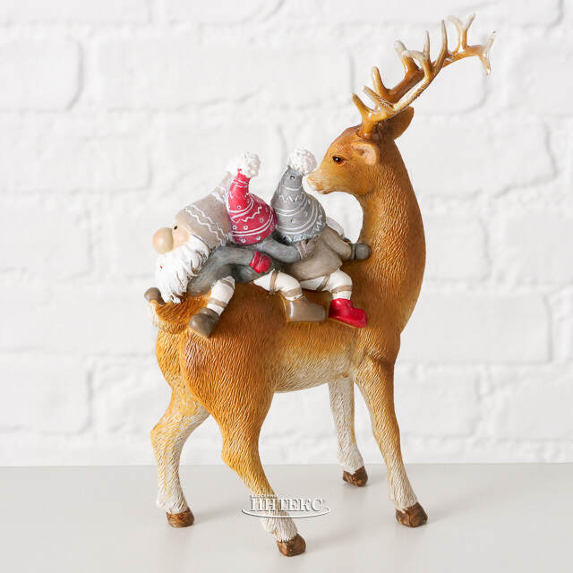 Декоративная фигурка Олень Стабби с гномами 16 см Boltze (Больтце)