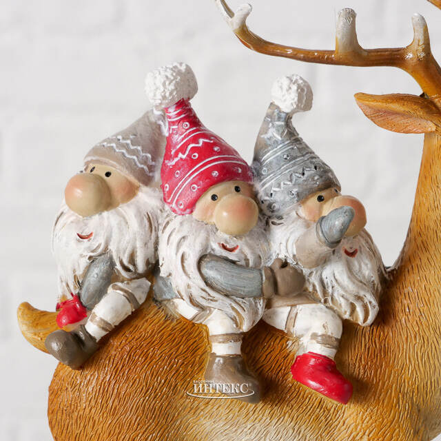 Декоративная фигурка Олень Стабби с гномами 16 см Boltze (Больтце)