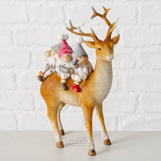 Декоративная фигурка Олень Торнейд с гномами 16 см Boltze (Больтце)
