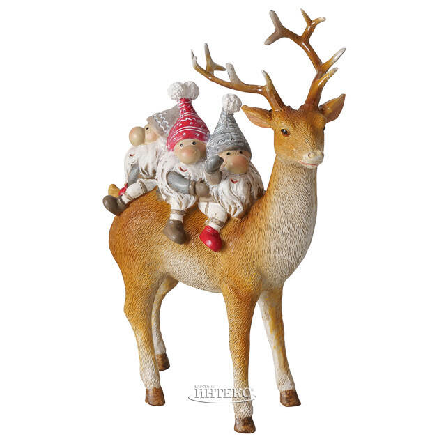 Декоративная фигурка Олень Торнейд с гномами 16 см Boltze (Больтце)