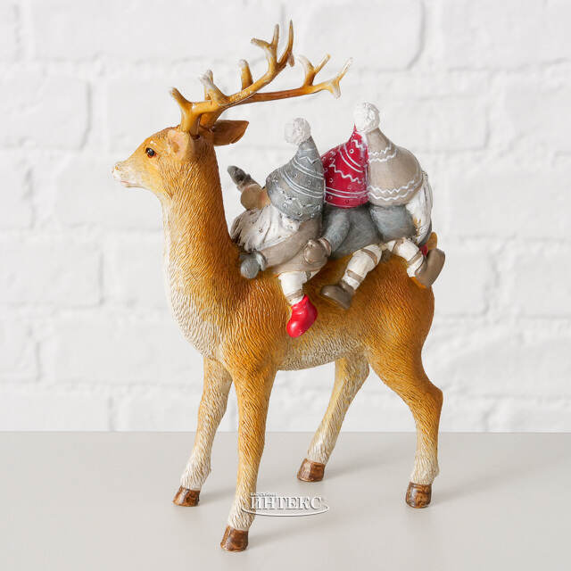 Декоративная фигурка Олень Торнейд с гномами 16 см Boltze (Больтце)
