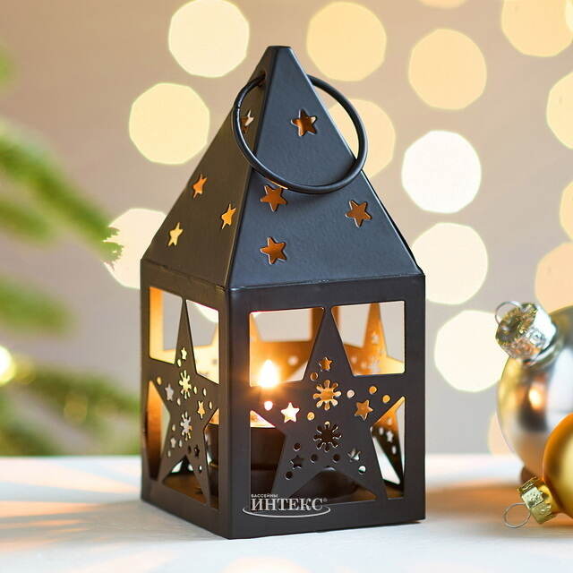 Декоративный подсвечник-домик Лестер 14 см черный Boltze (Больтце)