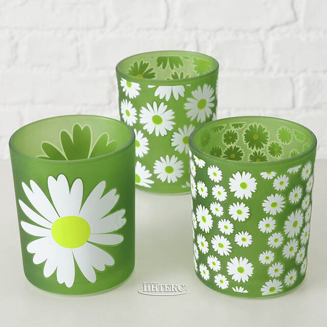 Набор стеклянных подсвечников Field Daisy 9-11 см, 2 шт Boltze