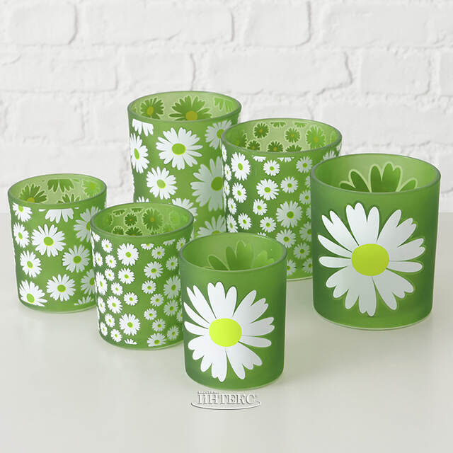 Набор стеклянных подсвечников Field Daisy 9-11 см, 2 шт Boltze