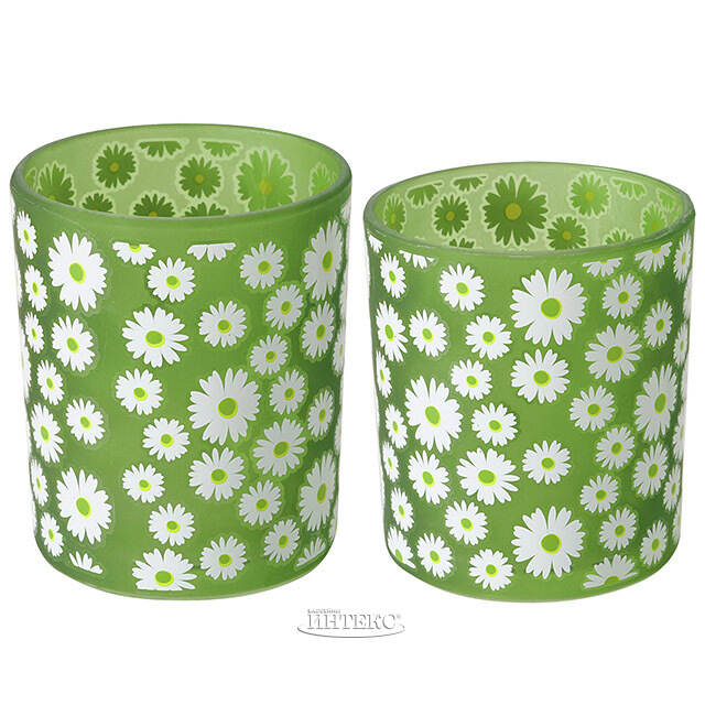 Набор стеклянных подсвечников Field Daisy 9-11 см, 2 шт Boltze