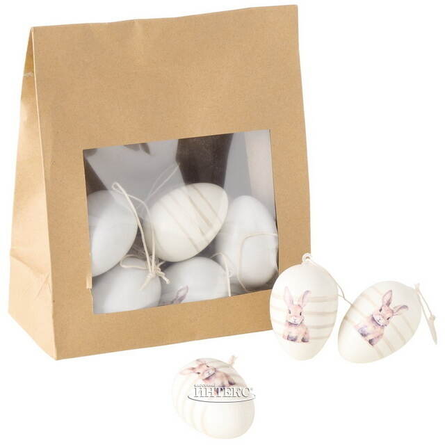 Пасхальные украшения Яйца Пушистые Кролики 6 см, 12 шт Boltze (Больтце)