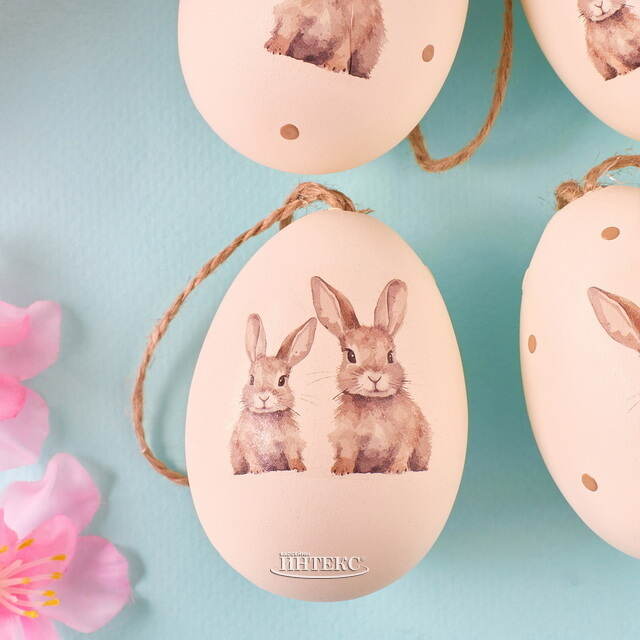 Пасхальные украшения Яйца Пушистые Кролики 6 см, 4 шт Boltze (Больтце)